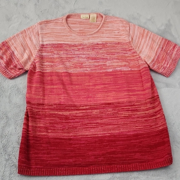 Bobbie Brooks Sweaters - Bobbie Brooks Woman 18W 20W 100% Cotton Ombre Knit Sweater Pink Red Short Sleeve